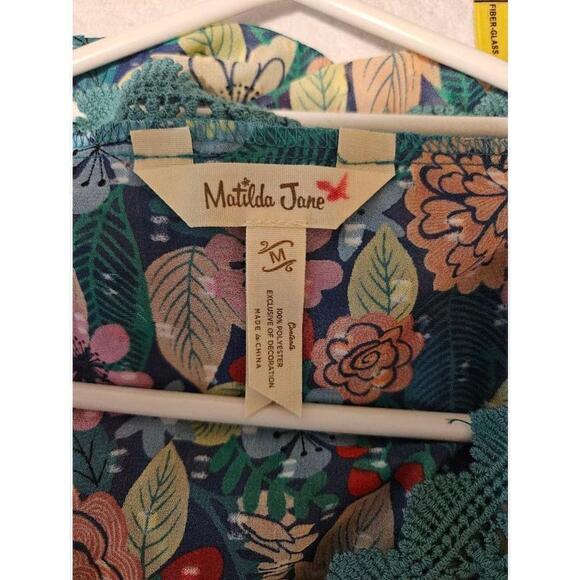 Matilda Jane Top Floral Lace Blouse Women's Size M Blue Green Pink Multi - Picture 7 of 12